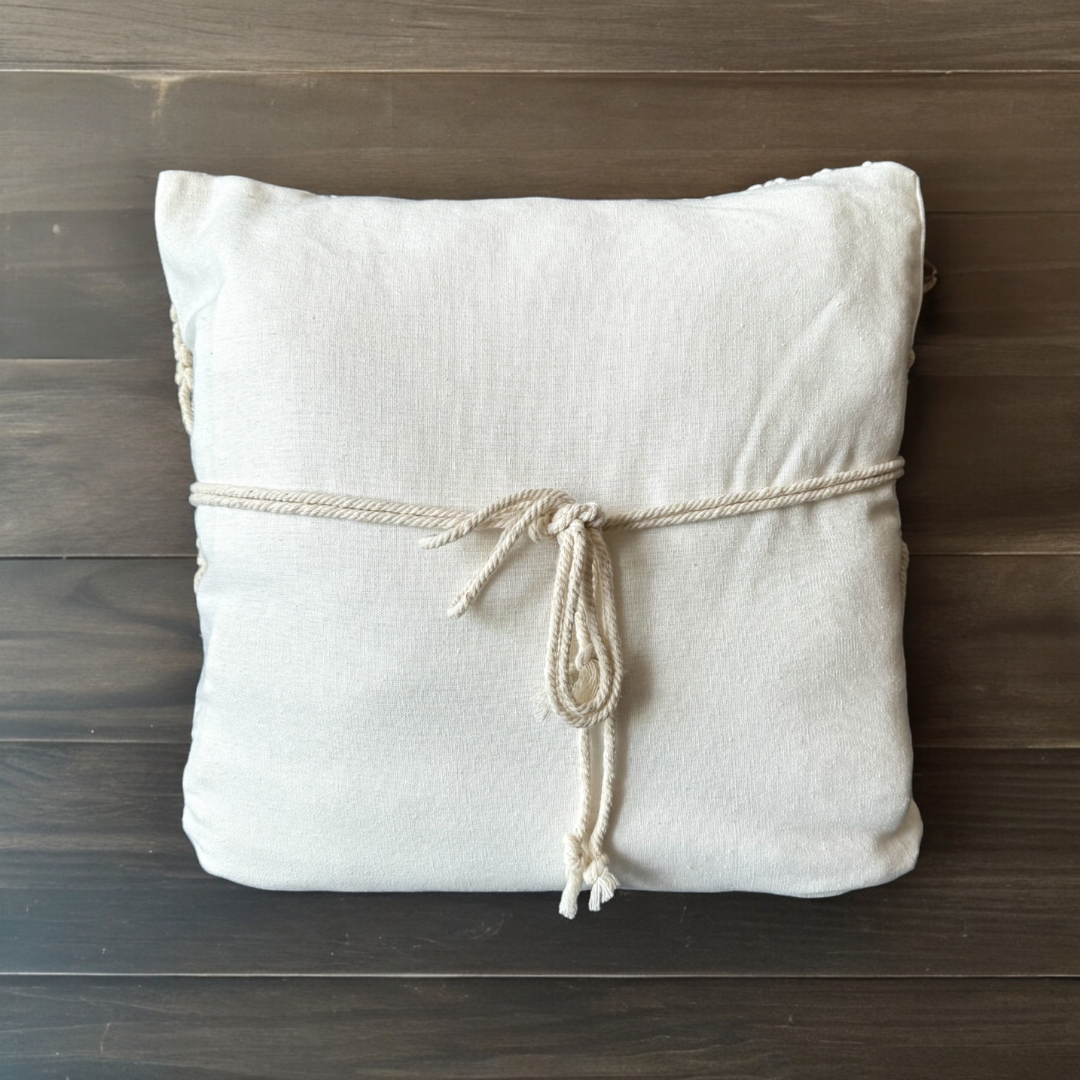 Handmade Macrame Cushion Cover – Natural & Eco-Friendly Boho Decor (40x40 cm)